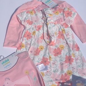 Child of Mine made by Carter's girls dress Outfit size 3-6 months pink floral